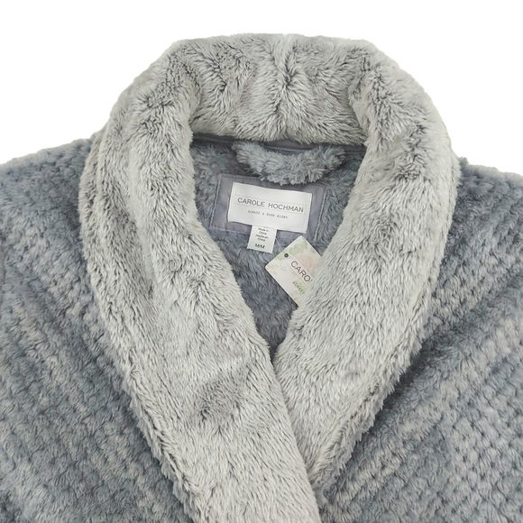 Carole Hochman Womens Texture Plush Wrap Robe Medium Gray - Picture 5 of 10